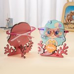 Personlig korallskal söt sjöjungfru design glasögonhållare för barn med namn skrivbordsdekor födelsedagspresent för flickor