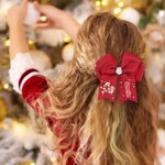 Personnalisé Cartoon Personnage Flocon de Neige Père Noël Candy Cane Initial Bow Hairpin with Name Cute Accessories Christmas Party Gift