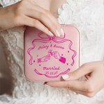 Personalised Romantic Wedding Bow PU Leather Jewellery Box with Name and Date  Bridal Shower Wedding Gift for Newlyweds Couples
