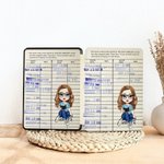 Personalised Cartoon Character Retro Library Card Portable Kindle Case with Name and Hand Strap Christmas Birthday Gift for Book Lovers Bookworms