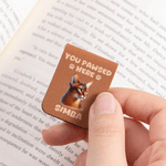 Personalised Cute Pet PU Leather Magnetic Bookmark Clip with Name Reading Accessories Birthday Christmas Gift for Pet Lovers Bookworms