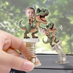 Personalized Cute Dinosaur Face Photo Acrylic Ornament Car Home Decor Birthday Gift for Family Friends