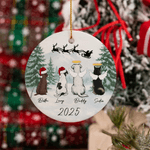 Ornement personnalisé double face en céramique avec nom et année Cadeau de Noël commémoratif pour les propriétaires d'animaux de compagnie