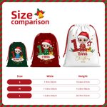 Personalized 1st Christmas Cartoon Character Drawstring Gift Bag with Name Christmas Eve Party Favors for Baby Girls Boys Kids Family