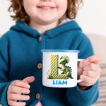 Henkilökohtainen söpö Fantasy yksisarvinen dinosaurus 12 oz monivärinen emali muki nimi ja alkuperäinen päivittäinen käyttö syntymäpäivä takaisin kouluun lahja lapsille