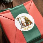 Personalized Golden Reindeer Christmas Tree Waterproof Stickers Labels with Initial and Name Gift Decor Christmas Party Favor for Family Kids