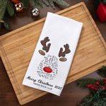 Personalized Reindeer Design 100% Cotton Soft Tea Towel with 1-18 Names and Text Kitchen Use Christmas Gift for Family Friends