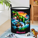 Personalised Dinosaur Lorry Large Capacity Laundry Basket with Name Birthday Christmas Gift for Boys Dinosaur Lorry Lovers