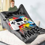 Personalized Gamepad Splatter Paint Soft Throw Blanket with Name and Title Home Decor Birthday Gift for Game Lover Kid