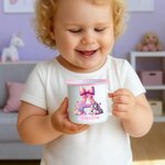 Henkilökohtainen söpö Fantasy yksisarvinen dinosaurus 12 oz monivärinen emali muki nimi ja alkuperäinen päivittäinen käyttö syntymäpäivä takaisin kouluun lahja lapsille