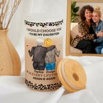 Personalized Leopard Cartoon Mother and Daughter 20 oz Frosted Clear Glass Cup with Name and Straw Birthday Gift for Women
