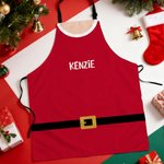 Personalized Adjustable Waterproof Santa Claus Belt Apron with Name Kitchen Wear Cooking Baking Christmas Gift for Baker Family