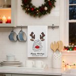 Personalized Reindeer Design 100% Cotton Soft Tea Towel with 1-18 Names and Text Kitchen Use Christmas Gift for Family Friends