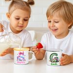 Henkilökohtainen söpö Fantasy yksisarvinen dinosaurus 12 oz monivärinen emali muki nimi ja alkuperäinen päivittäinen käyttö syntymäpäivä takaisin kouluun lahja lapsille