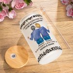 Personalized Leopard Cartoon Mother and Daughter 20 oz Frosted Clear Glass Cup with Name and Straw Birthday Gift for Women