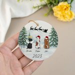 Ornement personnalisé double face en céramique avec nom et année Cadeau de Noël commémoratif pour les propriétaires d'animaux de compagnie