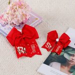 Personnalisé Cartoon Personnage Flocon de Neige Père Noël Candy Cane Initial Bow Hairpin with Name Cute Accessories Christmas Party Gift