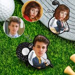 Personalized Face Photo Golf Character Golf Ball Marker Magnetic Hat Clip with Name Birthday Game Day Gift for Golf Players Lovers