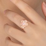 Personalised Birthstone Rose Flower Urn Ring with Engraved Text Cremation Jewellery for Ashes of Loved Ones Memorial Gift for Women