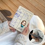 Personalised Cartoon Character Retro Library Card Portable Kindle Case with Name and Hand Strap Christmas Birthday Gift for Book Lovers Bookworms