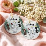 Ornement personnalisé double face en céramique avec nom et année Cadeau de Noël commémoratif pour les propriétaires d'animaux de compagnie