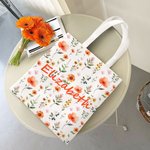 Henkilökohtainen Värikäs Wildflower Suuri kapasiteetti Canvas Kangas Kangaskassi nimi Päivittäinen käyttö Vuosipäivä Syntymäpäivä Lahja naisille Tytöt