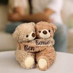 Coppia personalizzata che abbraccia l'orso, cucciolo di peluche spalmabile con nome, bambola profumata alla lavanda, regalo di Natale, anniversario e compleanno per la coppia di amici.