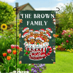 Personalized 2-20 Cute 3D Gingerbread Men Garden Flag with Title and Name Merry Christmas Gift for Grandparents Gardening Lovers