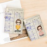 Personalised Cartoon Character Retro Library Card Portable Kindle Case with Name and Hand Strap Christmas Birthday Gift for Book Lovers Bookworms