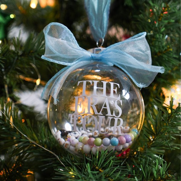Personalised Eras Tour for Friendship Bracelets Clear Plastic Ball Ornament with City Name and Date Christmas Tree Decor Gift for Swifites
