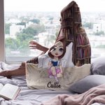 Personlig bokhylla Tecknad karaktär Mjuk filt med huva med namn Heminredning Födelsedagspresent för bokälskare