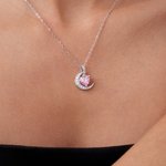 Personalized Zircon Crescent Moon Star Necklace with Heart-Shaped Birthstone Exquisite Jewellery Christmas Birthday Gift for Girl Woman