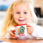 Henkilökohtainen söpö Fantasy yksisarvinen dinosaurus 12 oz monivärinen emali muki nimi ja alkuperäinen päivittäinen käyttö syntymäpäivä takaisin kouluun lahja lapsille