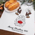 Personalized Reindeer Design 100% Cotton Soft Tea Towel with 1-18 Names and Text Kitchen Use Christmas Gift for Family Friends