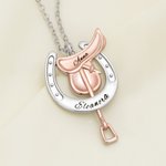 Personalized Horseshoe Saddle Protective Necklace with Name Dainty Jewelry Birthday Anniversary Christmas Gift for Horse Owners Lovers