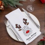 Personalized Reindeer Design 100% Cotton Soft Tea Towel with 1-18 Names and Text Kitchen Use Christmas Gift for Family Friends