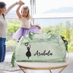 Personalisierte Glitter Ballett Silhouette Name wasserdicht große Reise Seesack mit Schuhfach und Schultergurt Geburtstag Geschenk für Tanzliebhaber