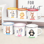 Mug émaillé personnalisé avec nom et animal Star 12 oz Cadeau d'anniversaire pour garçon fille