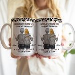 Personalised Leopard Print Cartoon Character 11 oz 15 oz Ceramic Coffee Mug with Name Birthday Anniversary Gift for Mother Daughter