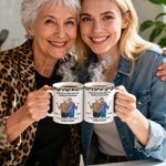 Personalised Leopard Print Cartoon Character 11 oz 15 oz Ceramic Coffee Mug with Name Birthday Anniversary Gift for Mother Daughter