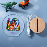 Personalisierte Dynamic Truck Dinosaurier LED-Nachtlicht mit Namen und hölzerne Basis Home Decor Geburtstagsgeschenk für Jungen