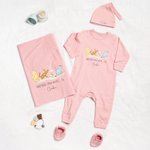 Personalized Classic Winnie the Pooh 100% Cotton Baby Romper Hat Blanket Outfit with Name and Gift Box Baby Shower Gift for Newborn New Parents