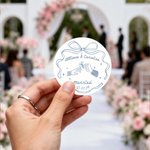 Personalised Romantic Wedding Bow Waterproof Stickers with Name Gift Decor Wedding Bridal Shower Party Favors for Couple