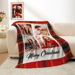 Gepersonaliseerde 3-9 Foto's Collage Super Zachte Deken met Tekst Home Decor Kerstcadeau voor Familie Vrienden