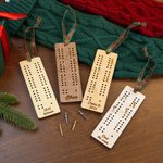Personalized Wooden Ribbon Cribbage Board Ornament with Engraved Text Christmas Gift for Cribbage Lover Family Couple
