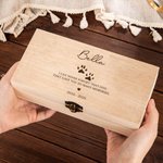 Personalized Animal Paw Print Heart Wooden Storage Box with Name Text and Date Birthday Memorial Gift for Pet Owners