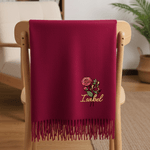 Personalisierte bunte Geburt Blumenstrauß Faux Kaschmir Schal Quaste Schal mit Namen Winter Accessoire Geburtstag Urlaub Geschenk für Familie Freund