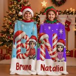 Tutti i tuoi cari vicini con un abbraccio - Coperta morbida personalizzata con nome e personaggio animato