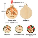 Personalisiertes Schneemann-Initiale Ornament aus Holz mit Schneeflocke Namen und Ripsband Weihnachtsbaumanhänger Weihnachtsgeschenk für Familie
