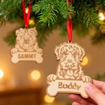 Personalized Engraved Dog Bone Wooden Christmas Ornament with Name Home Decor Christmas Gift for Dog Owners Lovers